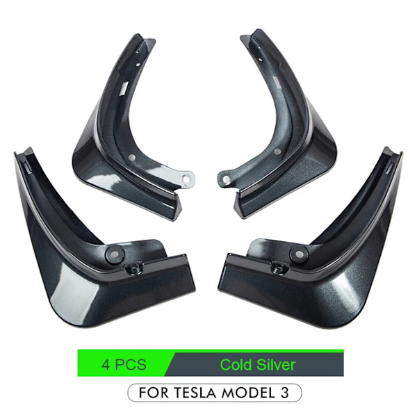4 stk. Stænklapper til Tesla Model 3 Forreste Bageste Stænklapper Skærmbeskyttelsessæt Grey Model 3