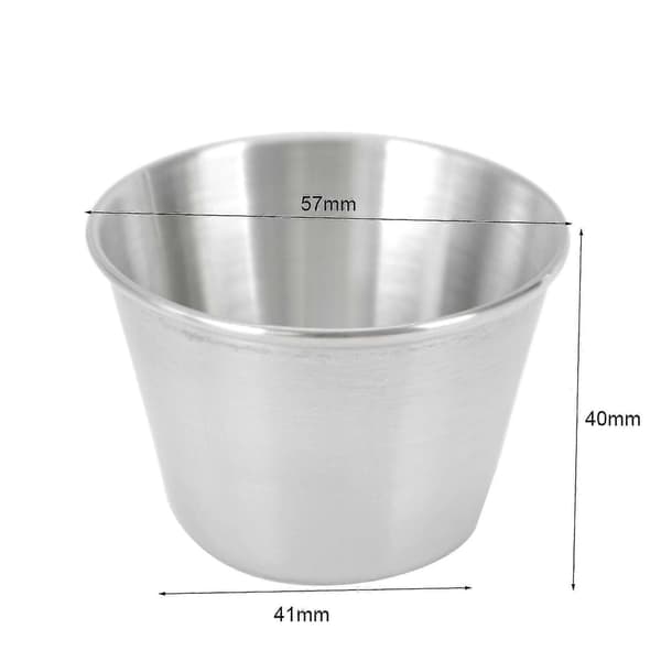 48 pak rustfri stål krydderisaucekopper, kommerciel kvalitet dyppesaucekopper, ramekin krydderi (ruigou) Silver