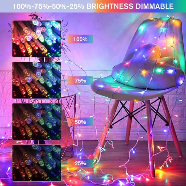 Varmhvite innendørs julelys, 10 meter 100 LED julelys White to Multicolor