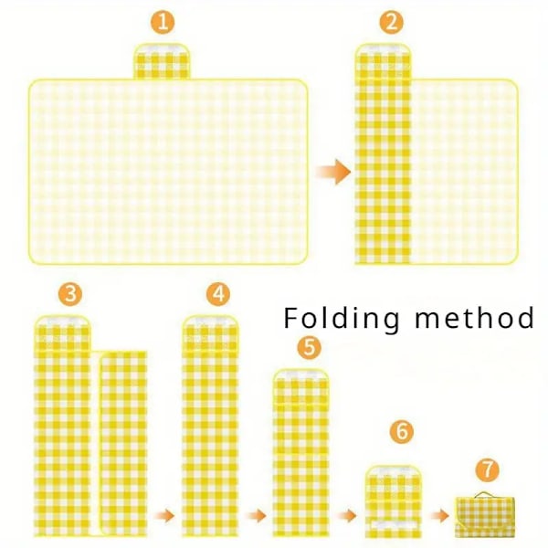 Ekstra Tykk Vanntett Piknikmatte - Bærbar & Fuktighetsbestandig for Utendørs Camping, Strand, Gul