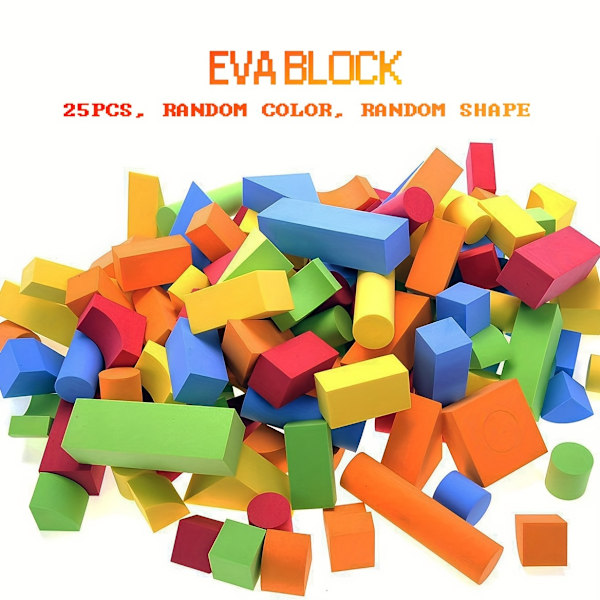 25 stk EVA Byggeklosser, DIY Kreative Myke Lekefigurer, Stable Skum Byggeleker, STEM Gaver, Montessori Gaver 25pcs