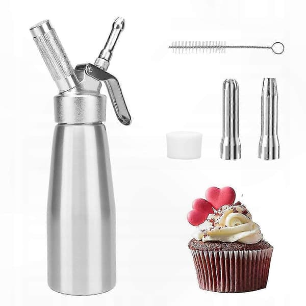 Grädddispenser 500 ml med 3 munstycken, sifon i rostfritt stål för vispgrädde och desserter