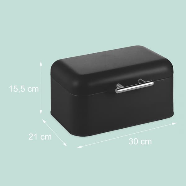 Køkkenbord brødkasse - 15,5 x 30 x 21 cm - med brødpose - sort