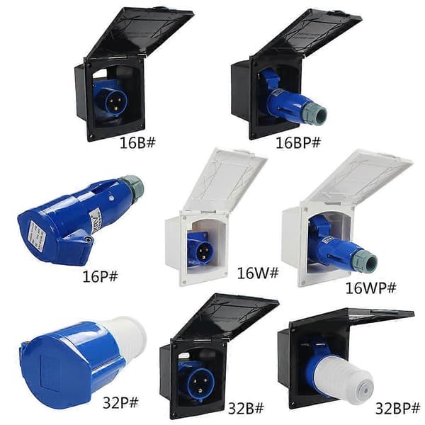 Universell campingvogn strømuttak vanntett innfelt inntakskontakt 16/32A 16A white socket 010409