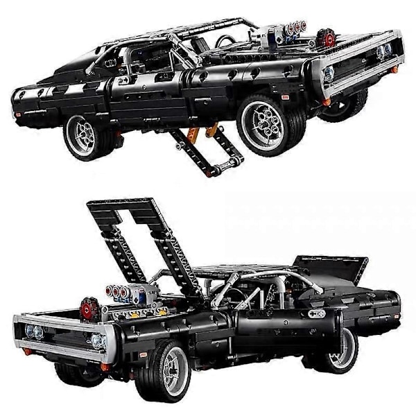 Hot Moc Bricks Tech Car Series Doms Dodged Charger 42111 Modellbyggstenar Racingbilar Leksaker Present Till Pojkar Barn