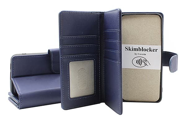 Skimblocker iPhone 16e XL Magnet PlånboksfodralCJY Mörkblå