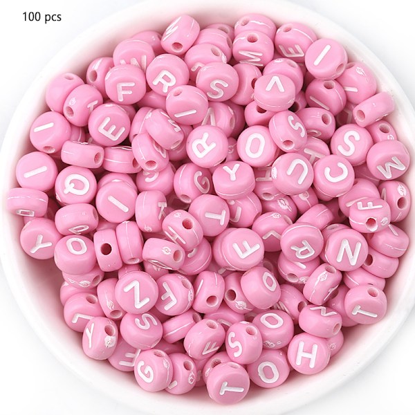 Akryl Alphabet Perler Multifunktionelle DIY Smykke Tilbehør Kreative Armbånd Øreringe Håndlavede Håndværk Pink