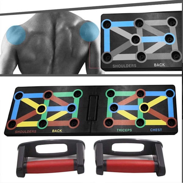 12 i 1 Fällbar Push-up Stativ Platta Tåg Gym Fitness System Träning och Kroppsträning Träningsställ (12 i 1)