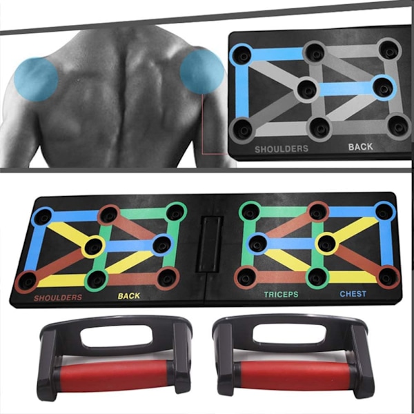 12 i 1 Foldbar Push-up Stativ Plade Trænings Gym Fitness System Træning og Krops Træning Øvelses Stativ (12 i 1)