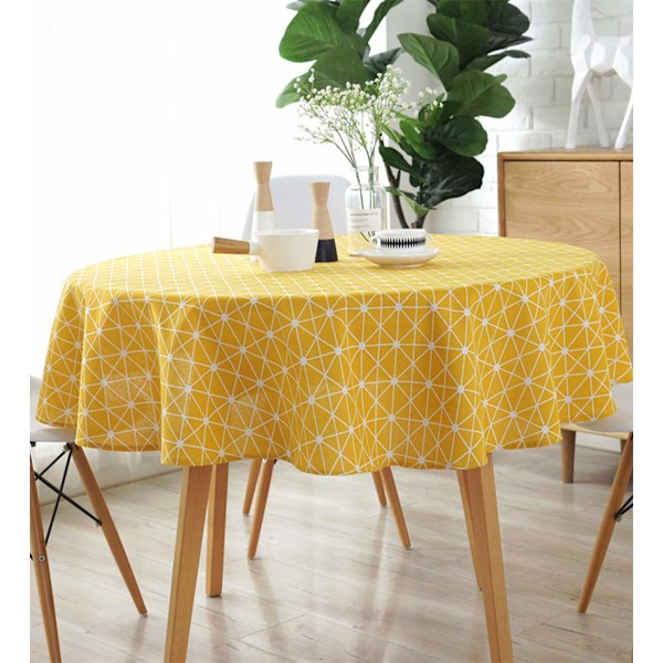 Rund dug Bomuld Linned duge Enkel Twill dug Bordlinned Velegnet til Hjemmekøkken Dekoration, Forskellige Størrelser gul yellow 90cm