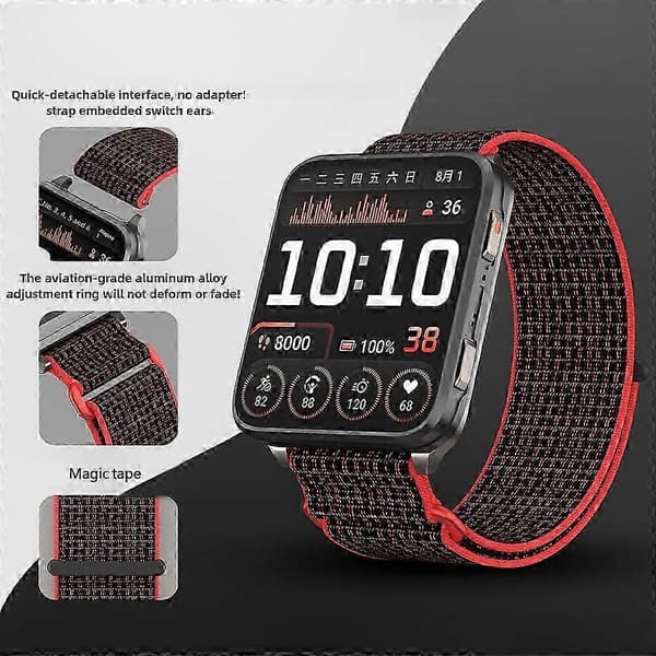 Garmin Venu X1 Magic Tape Nylon Loop -ranneke metallirenkaalla, helmivaaleanpunainen