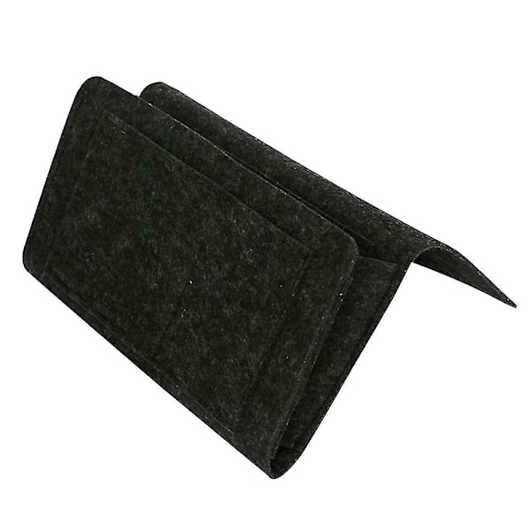 Sängbord Förvaringsväska i Filt med Fickor Säng Soffa Skrivbord Hängande Organizer för Telefon Tidning Dark Gray