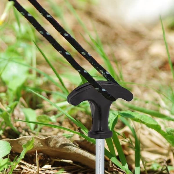 teltplugger - 12 stk - 31 cm - stålskrueplugger - hardt underlag - svart