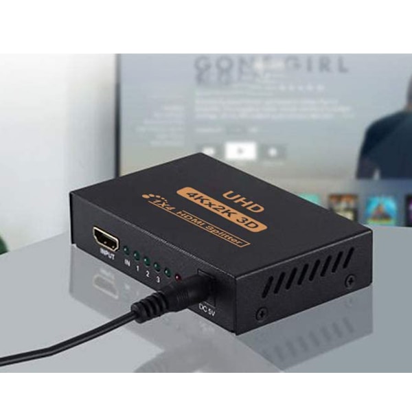 HDMI-splitter 1 in 4 ut, en minut fyra linjer 4k högupplöst display 3D TV datorskärm delad skärm