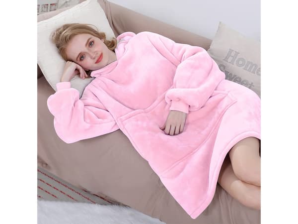 Oversized hettegenser med hette - Filt Ljusrosa pink