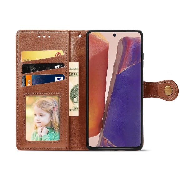 Etui til Samsung Galaxy Note 20 Retro Flip Wallet Magnetisk Bumper Flip Beskyttende - Brun null ingen
