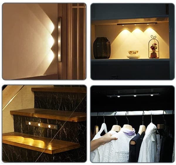 LED skapbelysning-Trådløs-Bevegelsessensor-Magnetisk-Oppladbar-3 lysmoduser-Dimbar-2-pakning