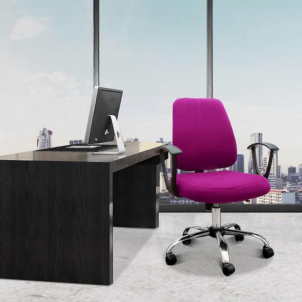 Kontorstoldeksel til datamaskin, delt beskyttende og elastisk stoff Polyester Skrivebordsstoldeksler Stretch Roterende stol Trekk, Avtakbart Rose Red