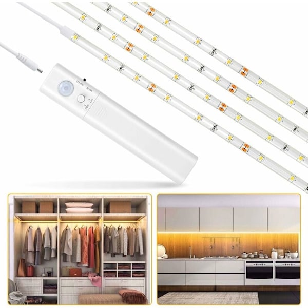 Wardrobe Lighting, 60LED 2M Night Light with Light, Motion Sensor Light for Cupboard/Closet/Wardrobe Stairs/Hall/Wardrobe, Battery Powered (200cm)