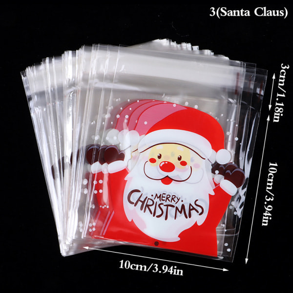 100 candy bags Santa Claus Snowflake Cookie Plastic 3 (Santa Claus)