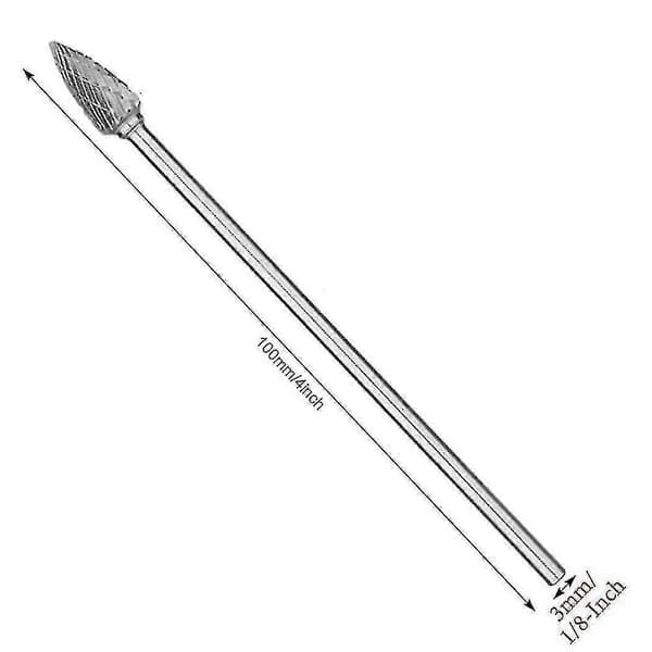 10 st 4 Tum Lång Dubbelskuren Volfram Solid Carbide Roterande Filset 1/8 Tum (3mm) Skaft Spiralborr