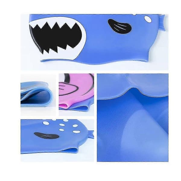 Silikon Badmössa Barn Tecknad Badmössa Söt Fisk Badmössa CJY Blue1
