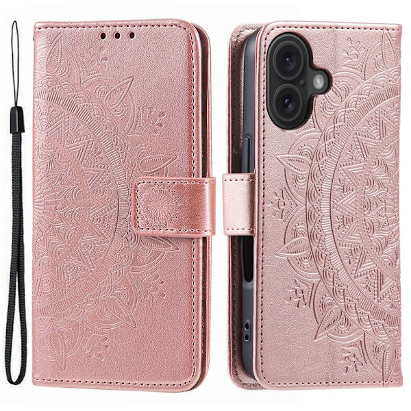 iPhone 16 Case Mandala Læder Rosaguld 66