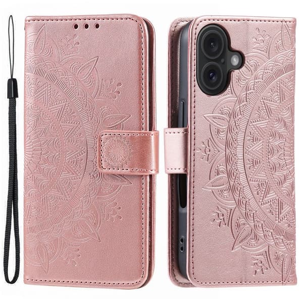 iPhone 16 Skal Mandala Läder Roséguld 66