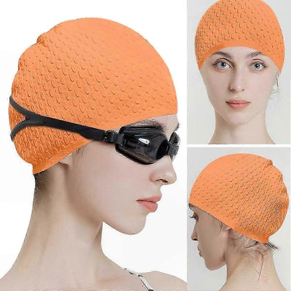 Orange holdbar silikone badehætte til mænd og kvinder Stilfuldt vandtæt design