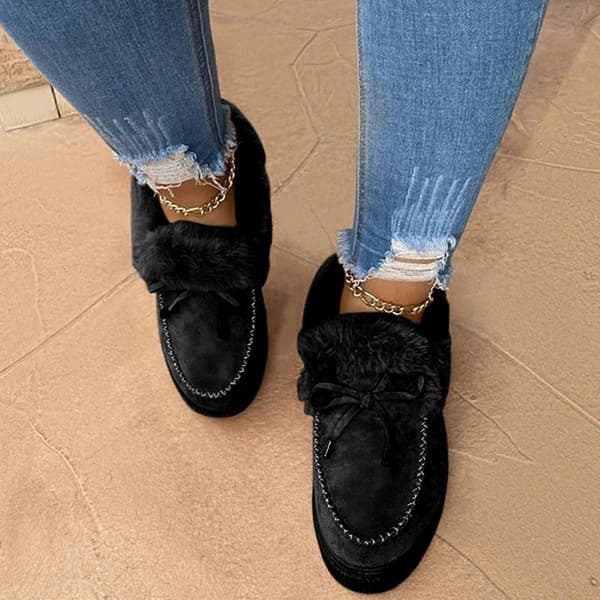 Damtofflor med pälsfoder, avslappnade varma vinterstövlar, ankelboots för damer, 100% nya Black 37