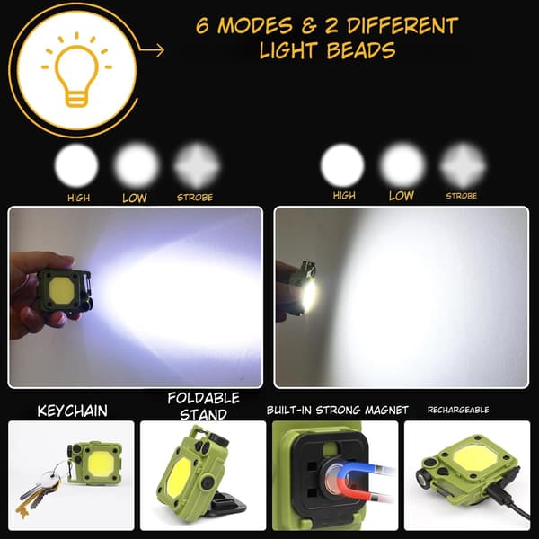 LED Flashlight A09 set - 6000 Lumen, 50W, Rechargeable & Tactical & COB survival Svart black