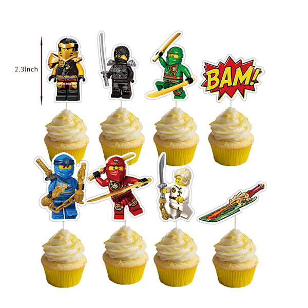 Dekoration til børnefødselsdage, balloner, banner, kagepynt Blå Gul Grøn Sort Rød Blå Gul Grøn Sort Rød Blå Gul Grön Svart Röd Ninjago