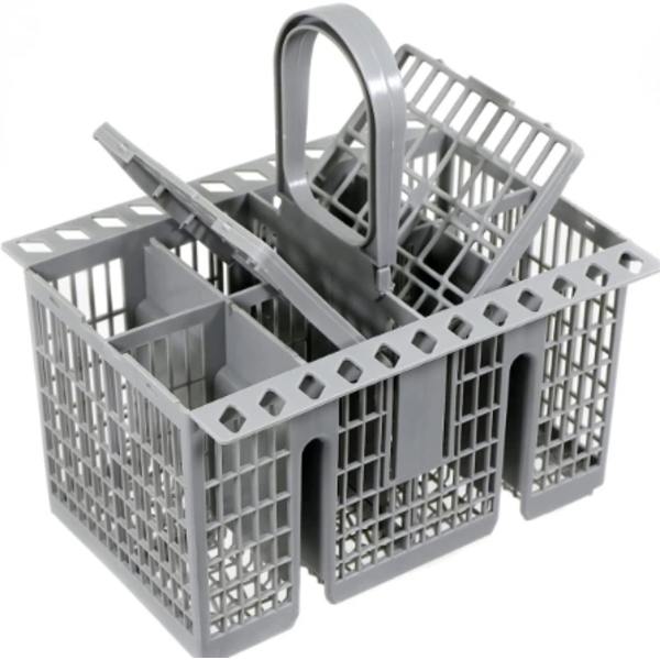 Universal cutlery basket for dishwasher (removable handle)