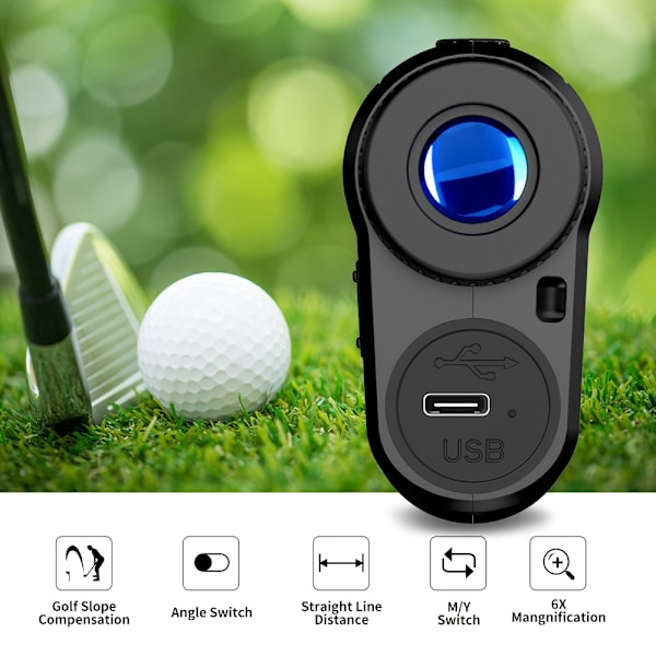 REVASRI 914,4m Golfavståndsmätare med flaggvibration och lutningskompensation, USB-C-laddning, 6x förstoring monokulär golfer