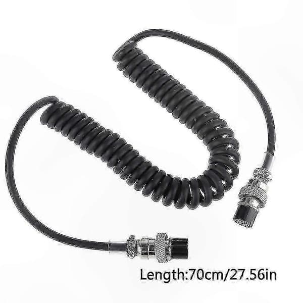 70 cm sort luftfartsmikrofonkabel til transceiver MC-60, slidstærke og holdbare stik Black