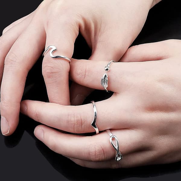 Justerbart åbent ringsæt til fingre, led, tommelfinger, tå, strand, smykker til kvinder og piger