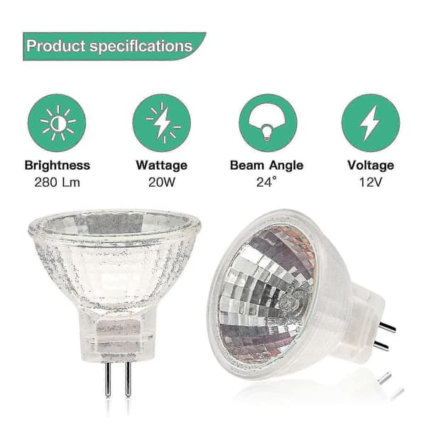 12-pak GU4 MR11 20W Halogenpærer - 2700K Varm Hvid Dæmpbar Belysning