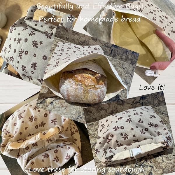 ING 2-pak bivoks brødposer - 43x33cm - Store og bærbare - Til surdej - Genanvendelige bomulds bivoks brødposer