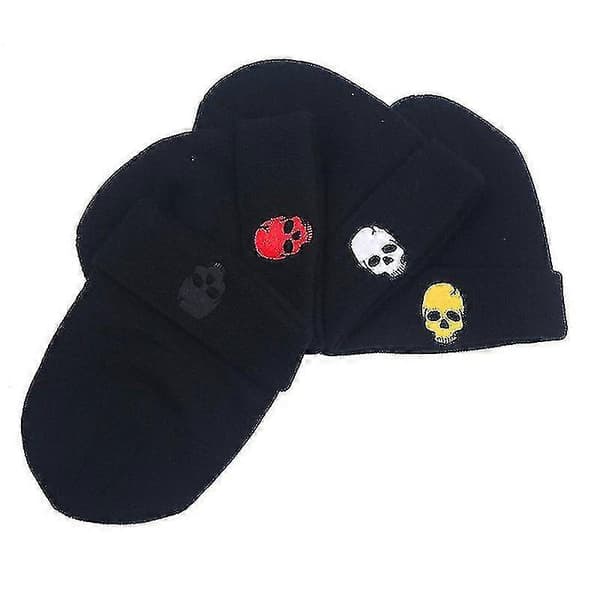 Herr Varm Mössa Tryck Virkad Stickad Slouch Mössa Utomhus Ski Black Skull