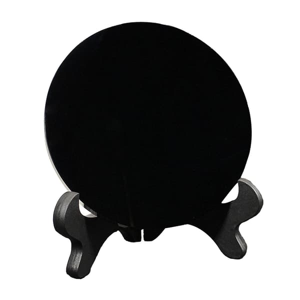 Sort Obsidian Skive Obsidian Spåkugle Spejl til Meditation Hjemmekontor Indretning Diameter 18cm
