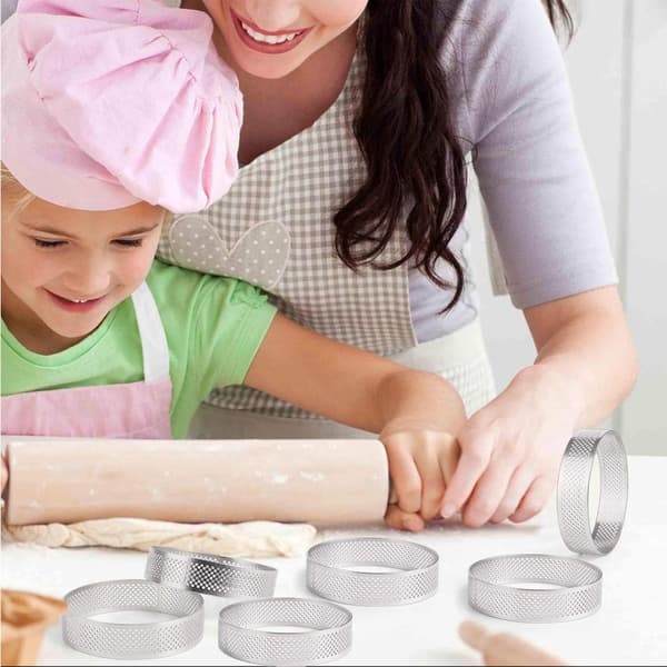 Kakeform - 6 stk - Ø 8 cm*2 cm*0.8 mm - Rustfritt stål - Kakeform - Kakeform - Mousse kakeform - For baking av muffins, kaker, kjeks