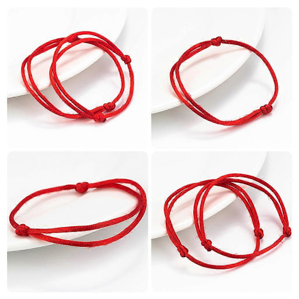 10 st Kvinnor Män Älskare Enkelt Rött Snöre Armband Lycka Till Snöre Kabbalah för Skydd Knutet Amulett Armband Smycken Tro Rep Gåvor (FMY)