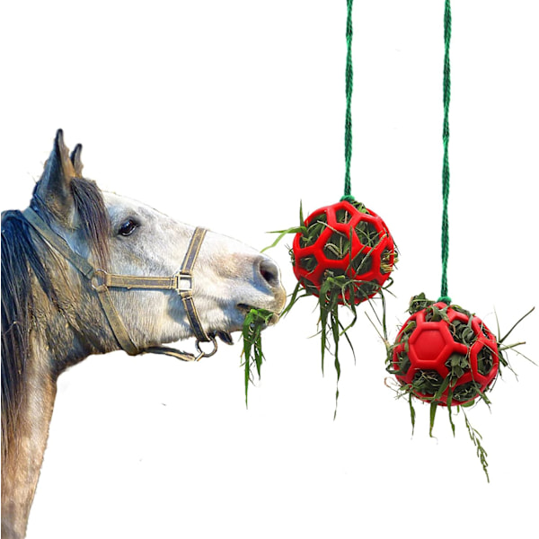 2 Pack Horse Treat Ball Hay Feeder Toy, Goat Feeder Ball Hanging Feeding Toy for Horse Goat Sheep Relieve Stress