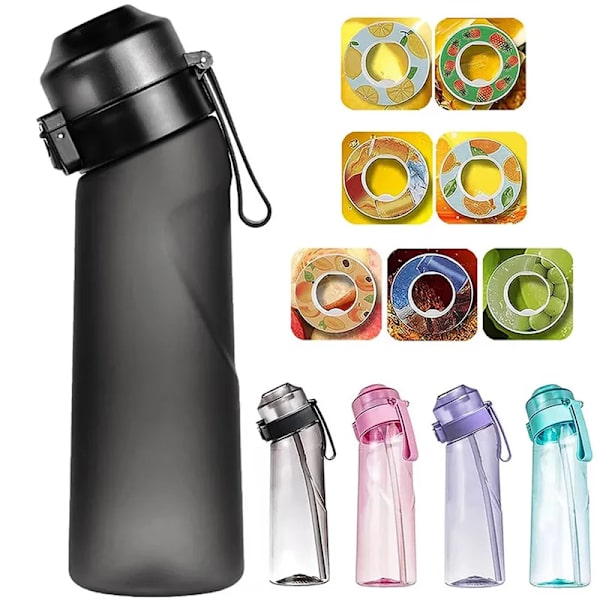 650 ml luft-smaksatt vannflaske med 7 smaker Matte Black