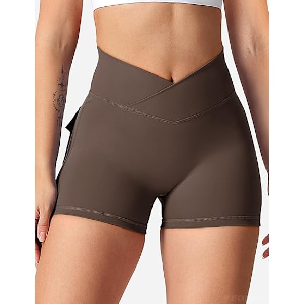 Scrunch Treningshorts med Lommer Charm Gym Biker Shorts for Kvinner Høy Midje Yoga Booty Shorts L