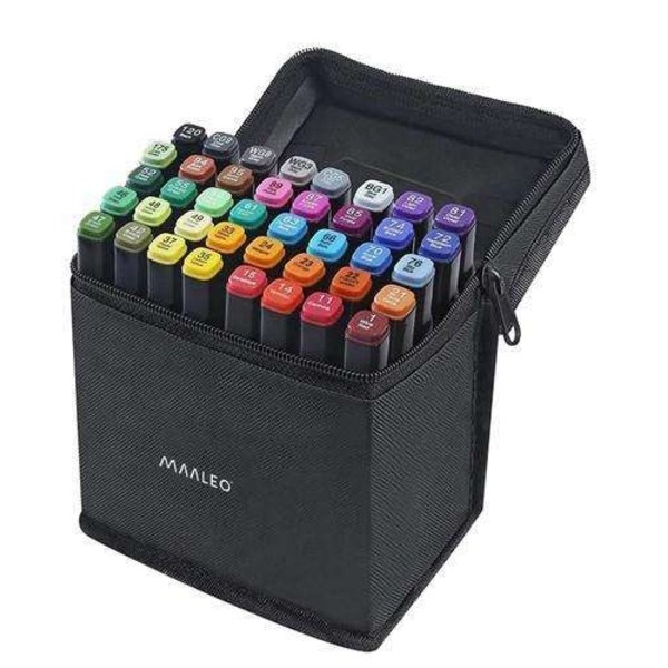 40 kpl - Kaksipäiset tussit kotelolla - Moniväriset tussit multicolor 610