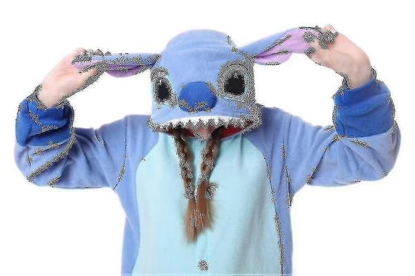 Stitch-pyjama, animoitu sarjakuvapyjama, haalari, sininen Blue XL