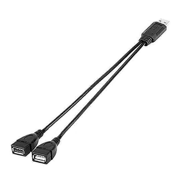 USB Splitterkabel, USB 2.0 A Han til Dobbelt USB Hun Jack Y Splitter Opladerkabel Black