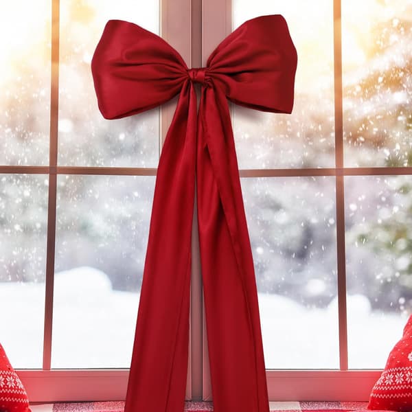 1 pc Extra Large Christmas Tree Bow Red Satin Bow with Long Ribbons Red Bow Christmas Tree Topper julCJY