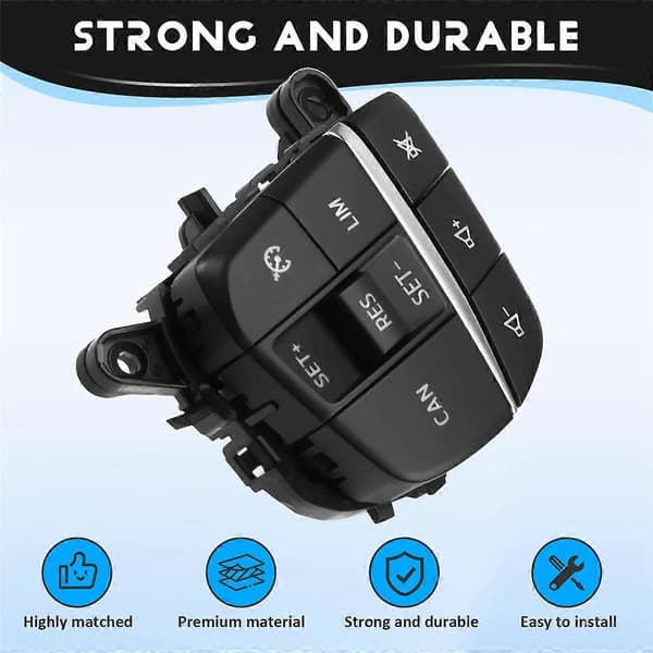 H1BT-9E740-DB Left Steering Wheel Switch Audio Volume Cruise Control Button for Fiesta MK4 Focus Sharpness 2019-21CJY Black